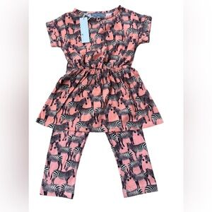 J. Pink Zebra Print Dress and Leggings Set size 12 months